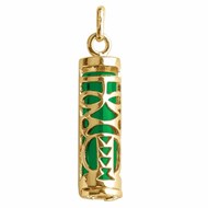 Pendentif Tiki Polynésien vert jade maori en plaqué or 3cm + chaîne symbole tendresse