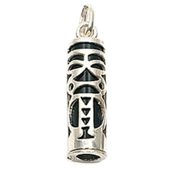 Pendentif Tiki Polynésien noire en argent 925°/00 + chaîne 3cm symbole tendresse