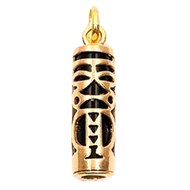 Pendentif Tiki Polynésien noir maori en plaqué or 3cm + chaîne symbole tendresse