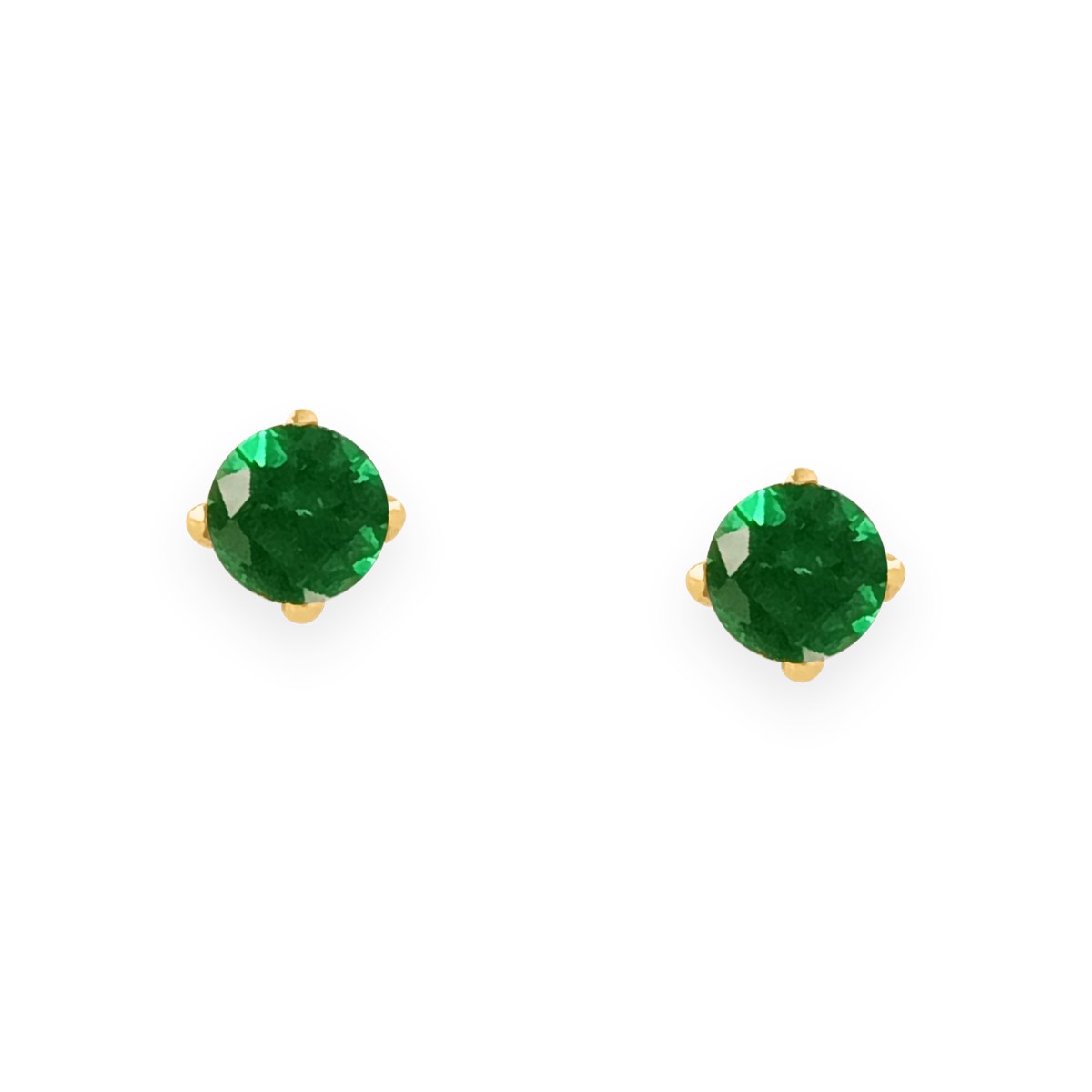 Boucles d'oreilles en acier doré avec Oxyde de Zirconium 3mm teinté vert