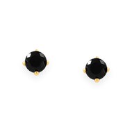 Boucles d'oreilles en acier doré avec Oxyde de Zirconium 3mm teinté noir
