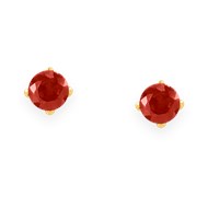 Boucles d'oreilles en acier doré avec Oxyde de Zirconium 4mm teinté rouge