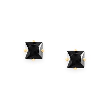 Boucles d'oreilles en acier doré avec Oxyde de Zirconium carré teinté noir