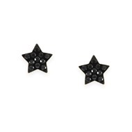 Boucles d'oreilles étoile en acier doré avec Oxydes de Zirconium teintés noir