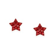 Boucles d'oreilles étoile en acier doré avec Oxydes de Zirconium teintés rouge