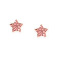 Boucles d'oreilles étoile en acier doré avec Oxydes de Zirconium teintés rose