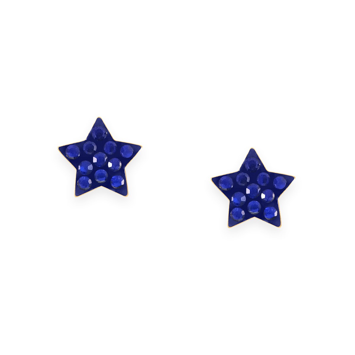 Boucles d'oreilles étoile en acier doré avec Oxydes de Zirconium teintés bleu