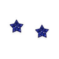 Boucles d'oreilles étoile en acier doré avec Oxydes de Zirconium teintés bleu