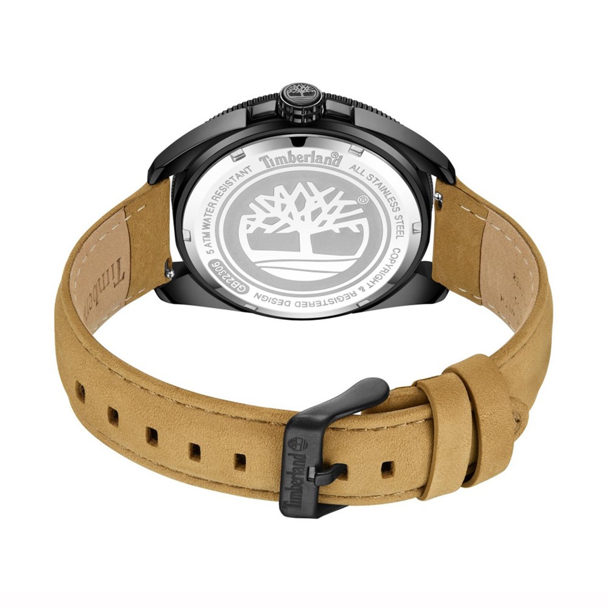 Montre Timberland Carrigan cadran noir cuir beige - vue 2