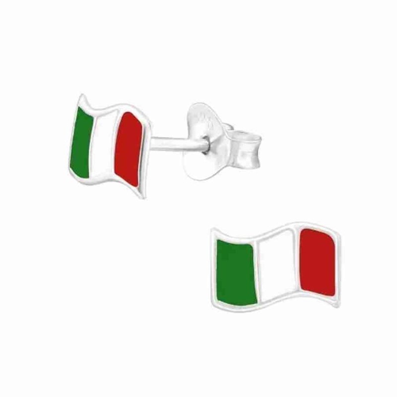 Boucle d'oreille drapeau d'Italie en argent 925