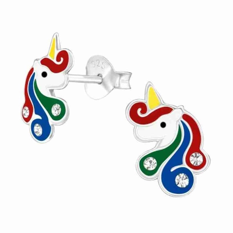 Boucle d'oreille licorne avec cristal en argent 925