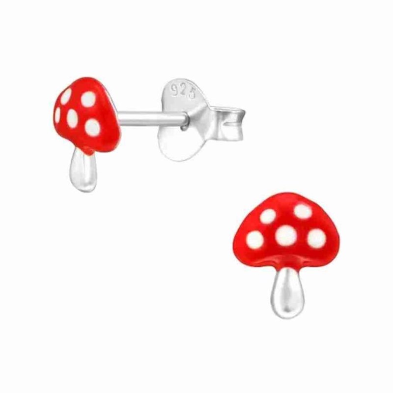 Boucle d'oreille champignon en argent 925