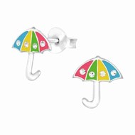 Boucle d'oreille parapluie arc en ciel en argent 925