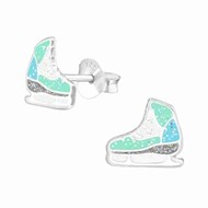Boucle d'oreille chaussures de patinage sur glace en argent 925