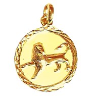 Pendentif médaille astrologique zodiaque Lion en plaqué or