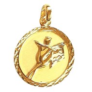 Pendentif médaille astrologique zodiaque Sagittaire en plaqué or