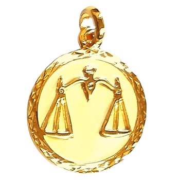 Pendentif médaille astrologique zodiaque Balance en plaqué or