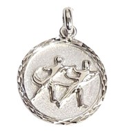 Pendentif médaille astrologique zodiaque Gémeaux en argent + chaine