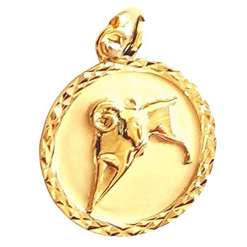Pendentif médaille astrologique zodiaque Bélier en plaqué or