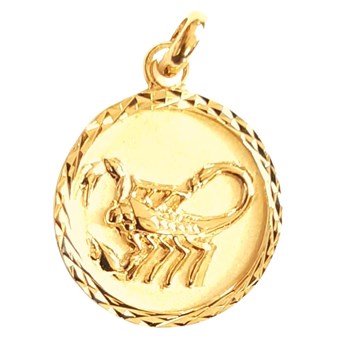 Pendentif médaille astrologique zodiaque scorpion en plaqué or