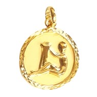 Pendentif médaille astrologique zodiaque Verseau en plaqué or