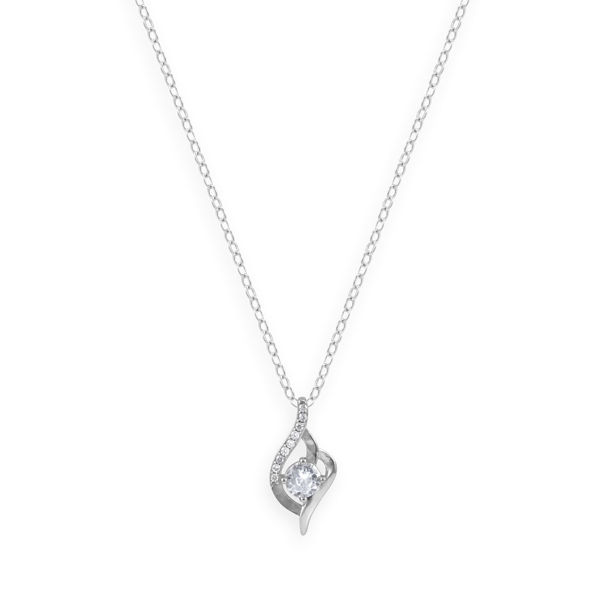 Collier en argent 925 rhodié avec oxydes de zirconium