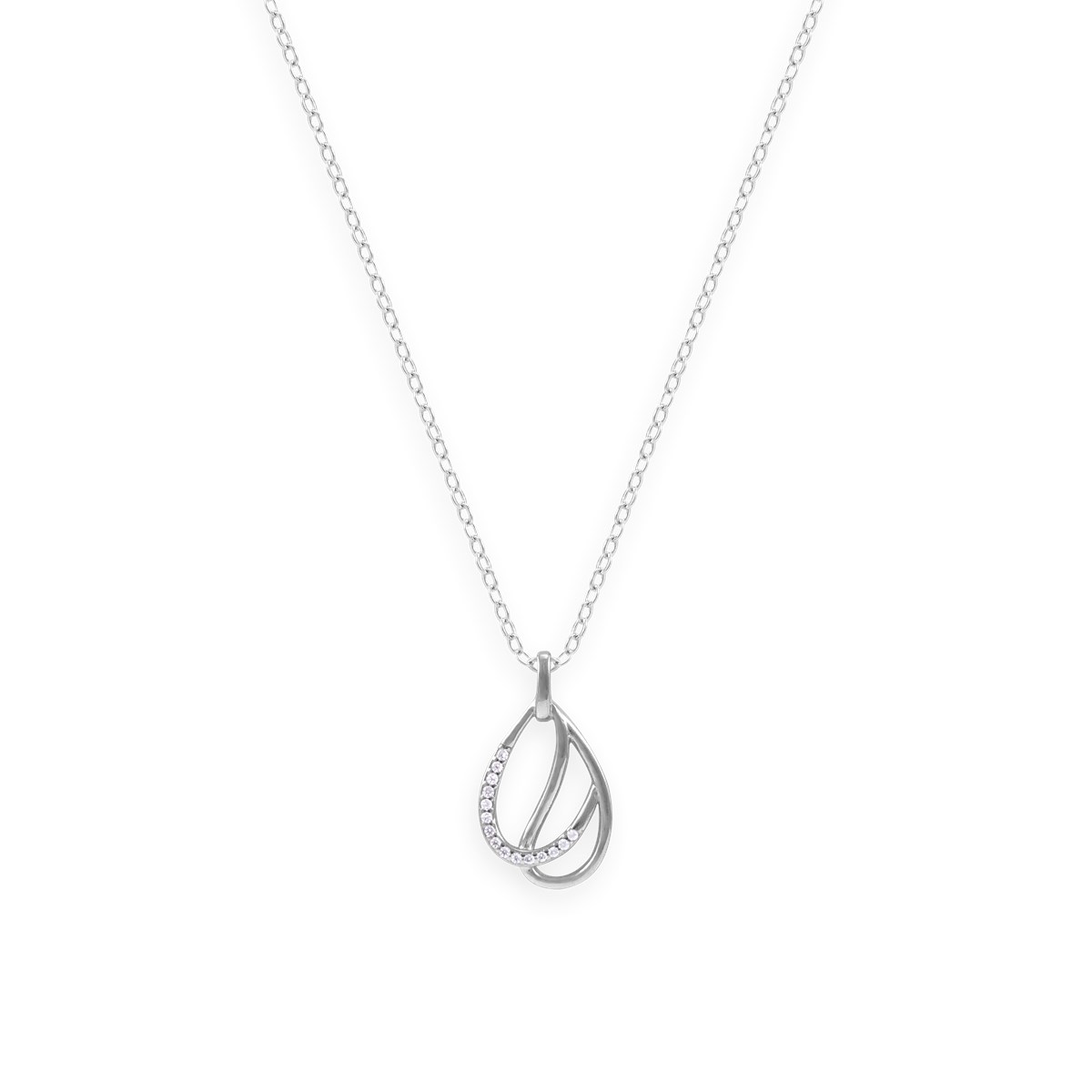 Collier en argent 925 rhodié avec oxydes de zirconium