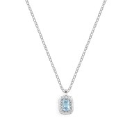 Collier en argent 925 rhodié avec oxyde de zirconium bleu clair