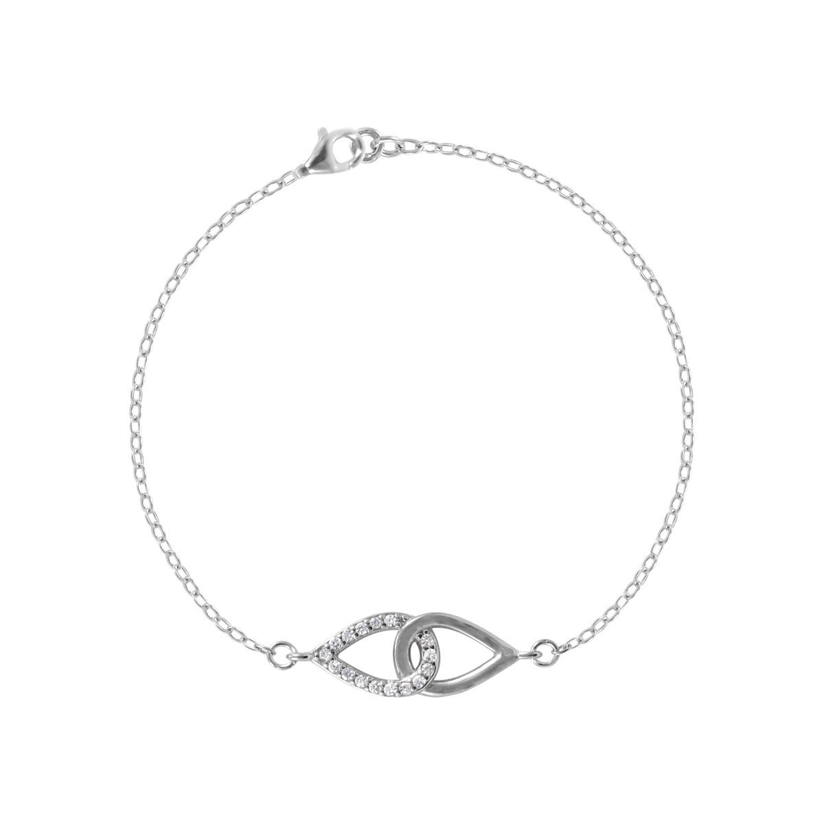 Bracelet en argent 925 rhodié avec oxydes de zirconium