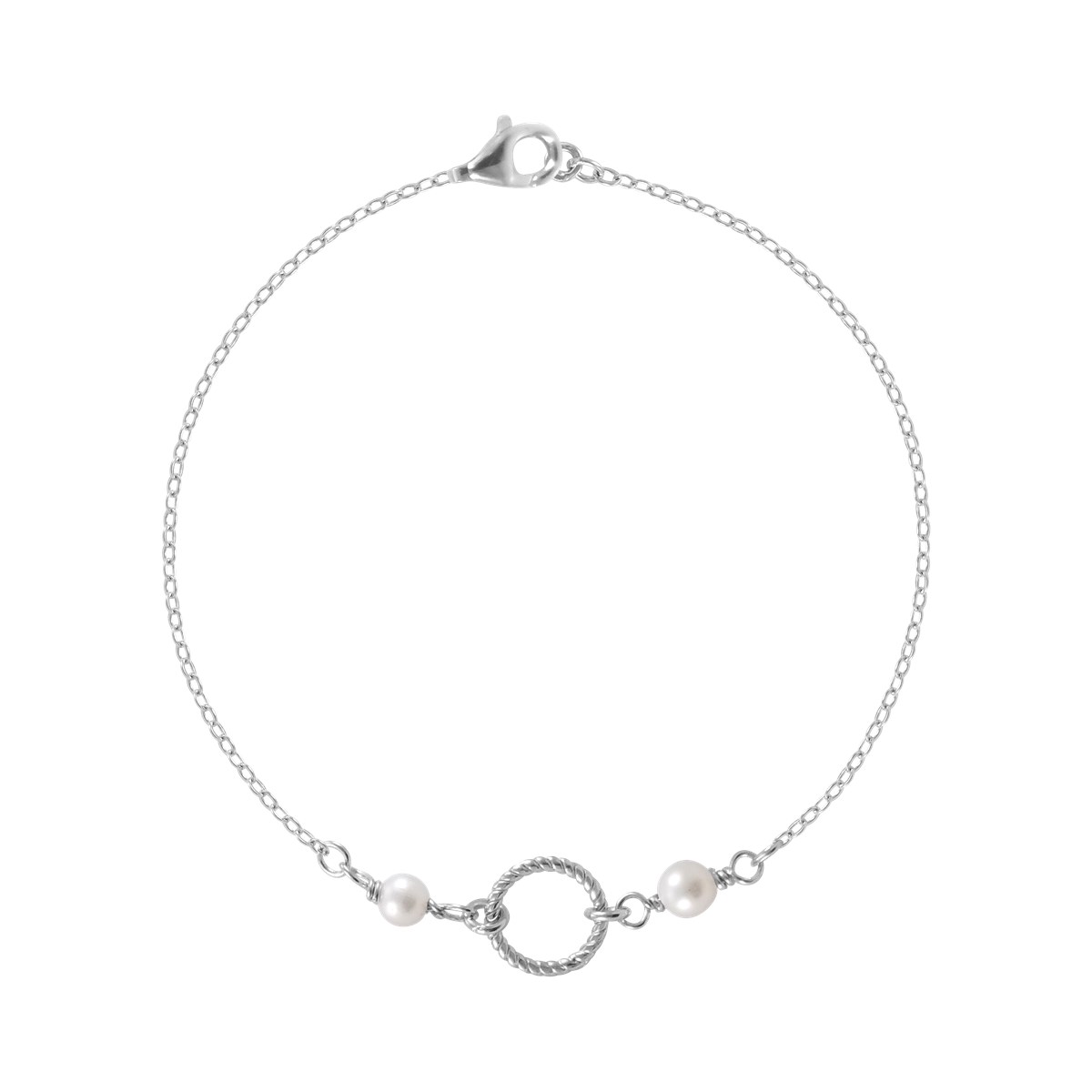 Bracelet en argent 925 rhodié avec perles