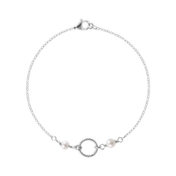Rhodium-plated 925 silver bracelet with pearls