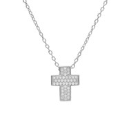 Collier Argent 925/000 Rhodié - Croix Pavée de Zirconiums