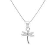 Collier Argent 925/000 Rhodié - Libellule Sertie de Zirconiums