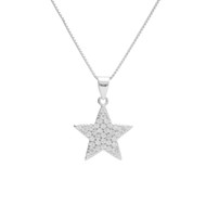 Collier Argent 925/000 Rhodié - Etoile Pavée de Zirconiums