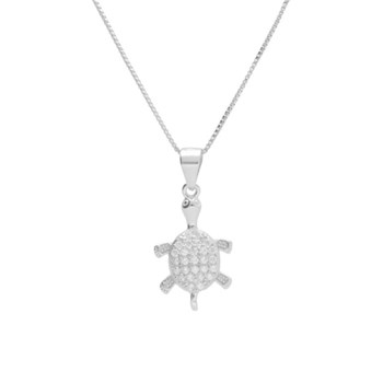 925/000 Rhodium Zilveren Ketting - Schildpad Bestrooid met Zirkonia's