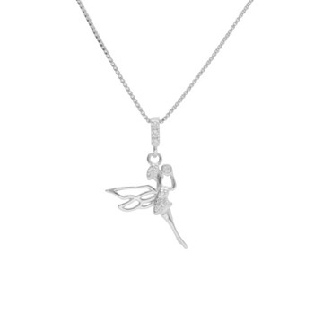 925/000 Rhodium Zilveren Ketting - Fee Geplaveid met Zirkonia's