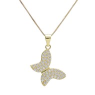 Collier Argent 925/000 Doré - Papillon Pavé de Zirconiums