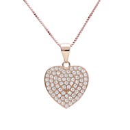 Collier Argent 925/000 Rose Gold - Coeur Pavé de Zirconiums