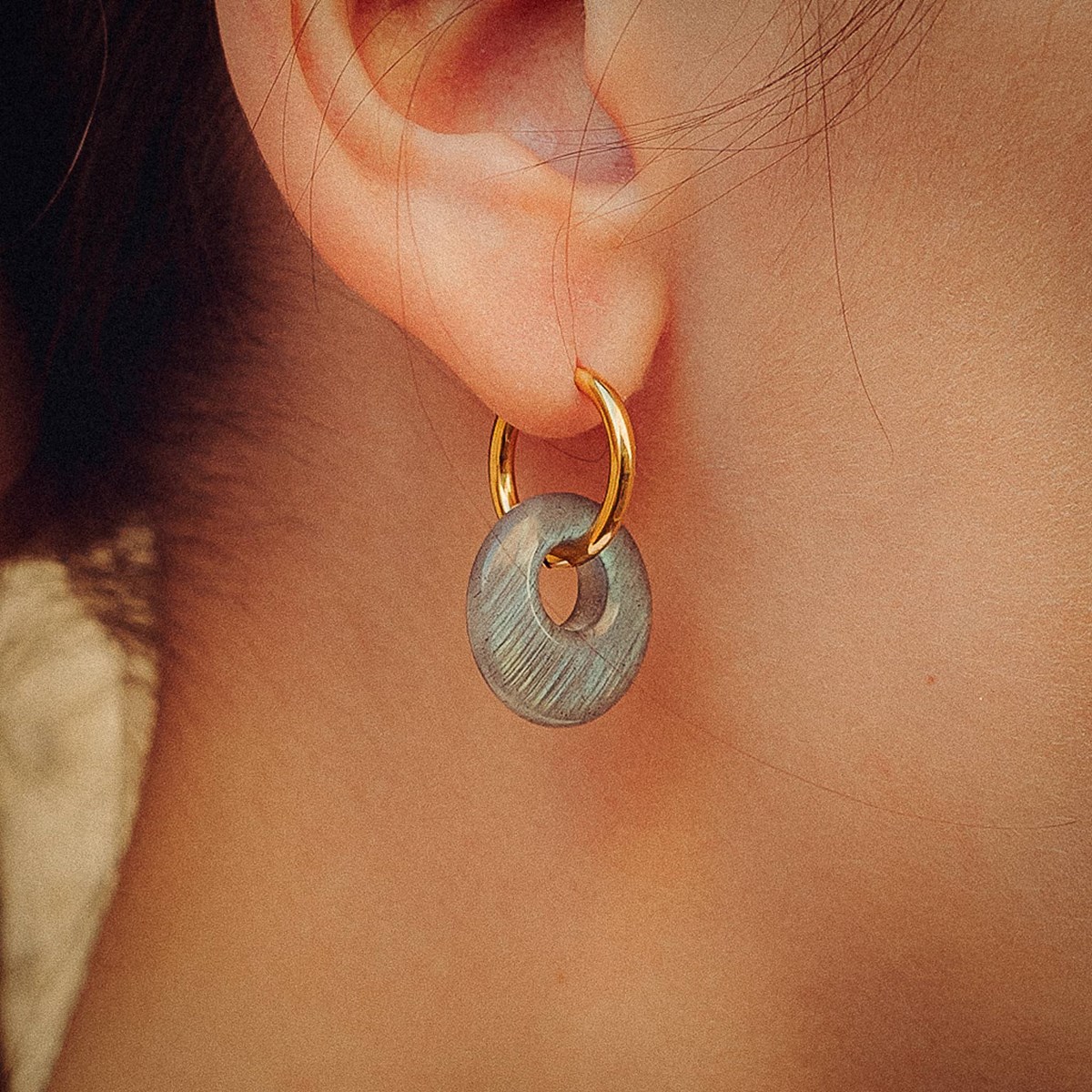 Boucles d'oreilles Blima en pierres Labradorite - vue 2