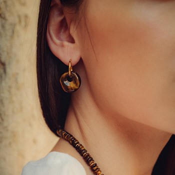 Boucles d'oreilles Blima en pierres Oeil de Tigre
