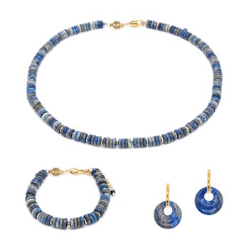 Collier, bracelet et boucles d'oreilles Blima en pierres Lapis-lazuli
