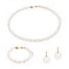 Collier, bracelet et boucles d'oreilles Blima en pierres Jade blanc - vue V1