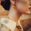 Collier, bracelet et boucles d'oreilles Blima en pierres Jade jaune - vue V4