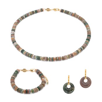 Collier, bracelet et boucles d'oreilles Blima en pierres Agate Indienne