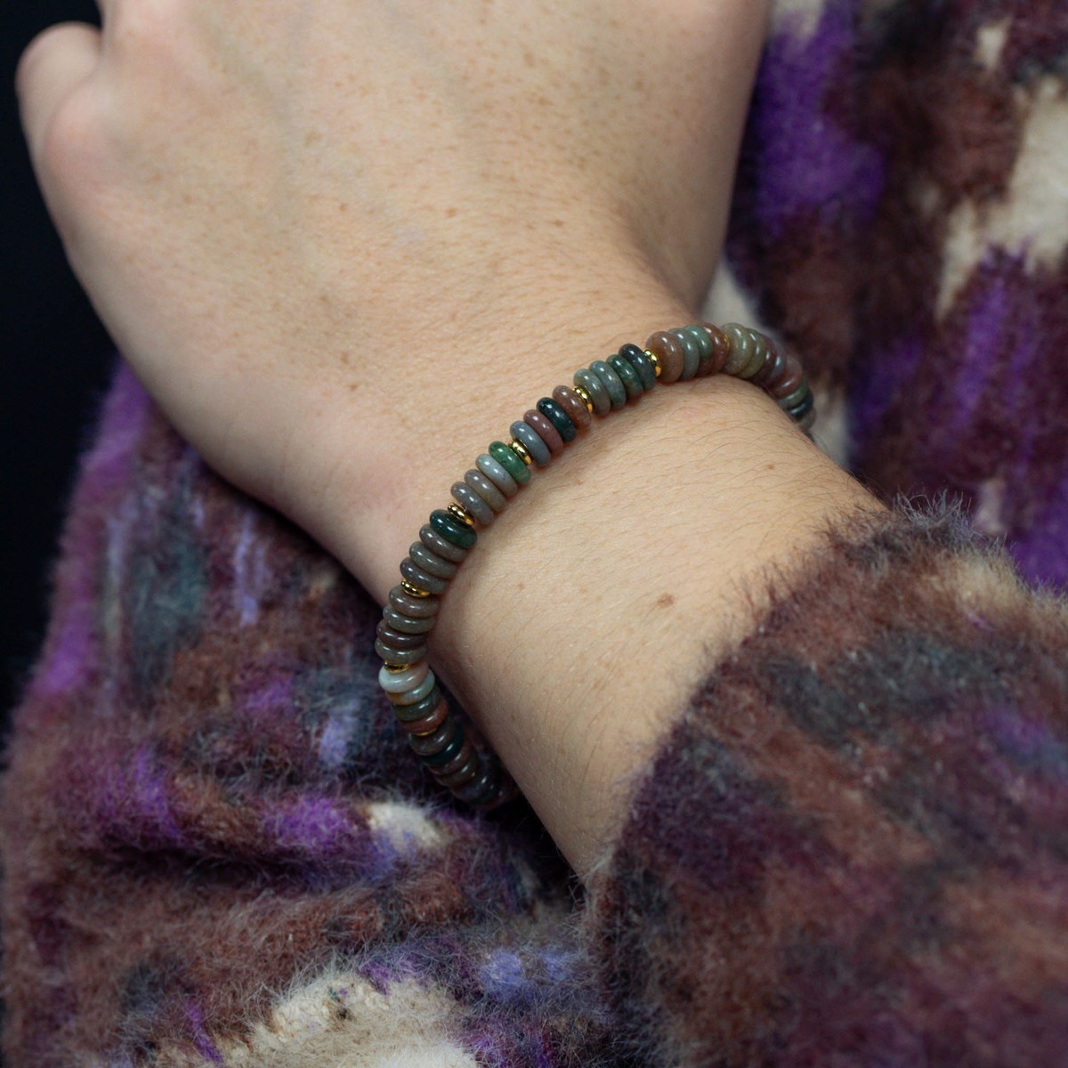 Collier, bracelet et boucles d'oreilles Blima en pierres Agate Indienne - vue 5