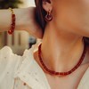Collier, bracelet et boucles d'oreilles Blima en pierres Agate rouge - vue V2