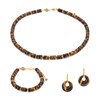Collier, bracelet et boucles d'oreilles Blima en pierres Oeil de Tigre - vue V1