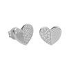 Boucles d'Oreilles Argent 925/000 Rhodié - Coeur Pavé de Zirconiums - vue V1