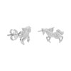 Boucles d'Oreilles Argent 925/000 Rhodié - Licorne Pavée de Zirconiums - vue V1