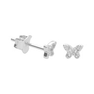 Boucles d'Oreilles Argent 925/000 Rhodié - Papillon Pavé de Zirconiums